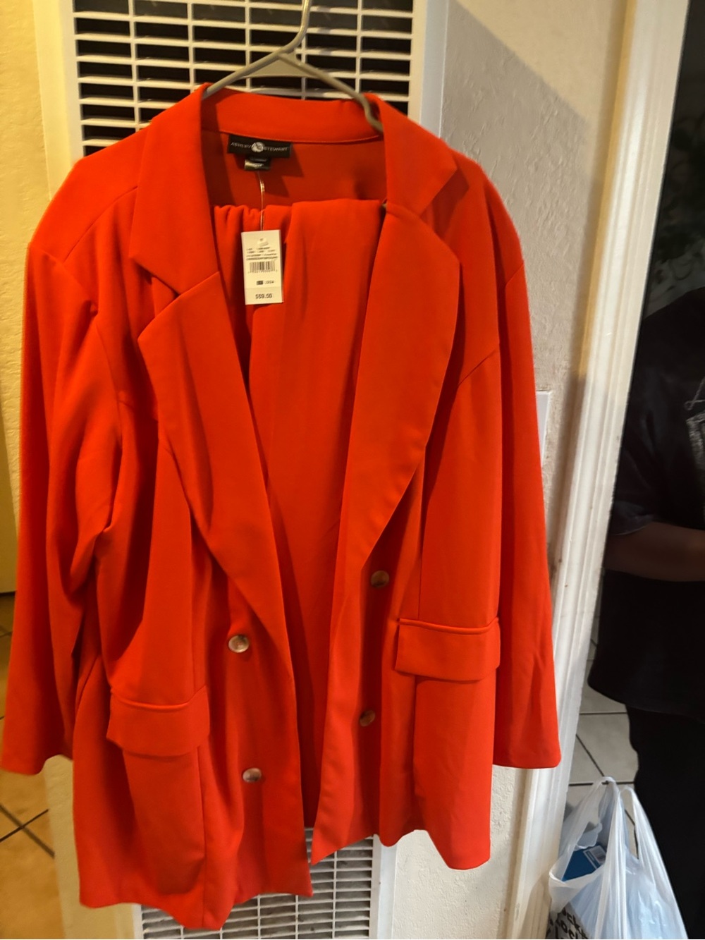 Amanda & Chelsea Bold Orange Double-Breasted Blazer